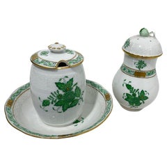 Vintage Herend Hungary Porcelain "Chinese Bouquet Apponyi Green" Set