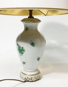 Herend Hungary Porcelain "Chinese Bouquet Apponyi Green" Table Lamp