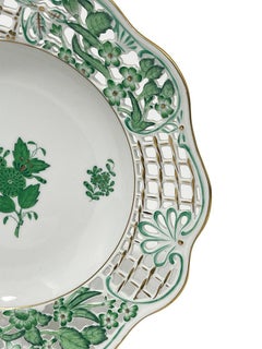 Herend Ungarn Porzellan „Chinesisches Blumenstrauß Apponyi Grün“ Wandschmuckteller