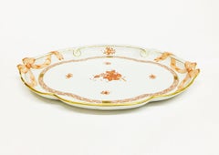 Herend Hungary Porcelain "Chinese Bouquet Apponyi Rust" Ribbon Tray