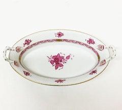 Herend Hungary Porcelain "Chinese Bouquet Raspberry" Bread Basket