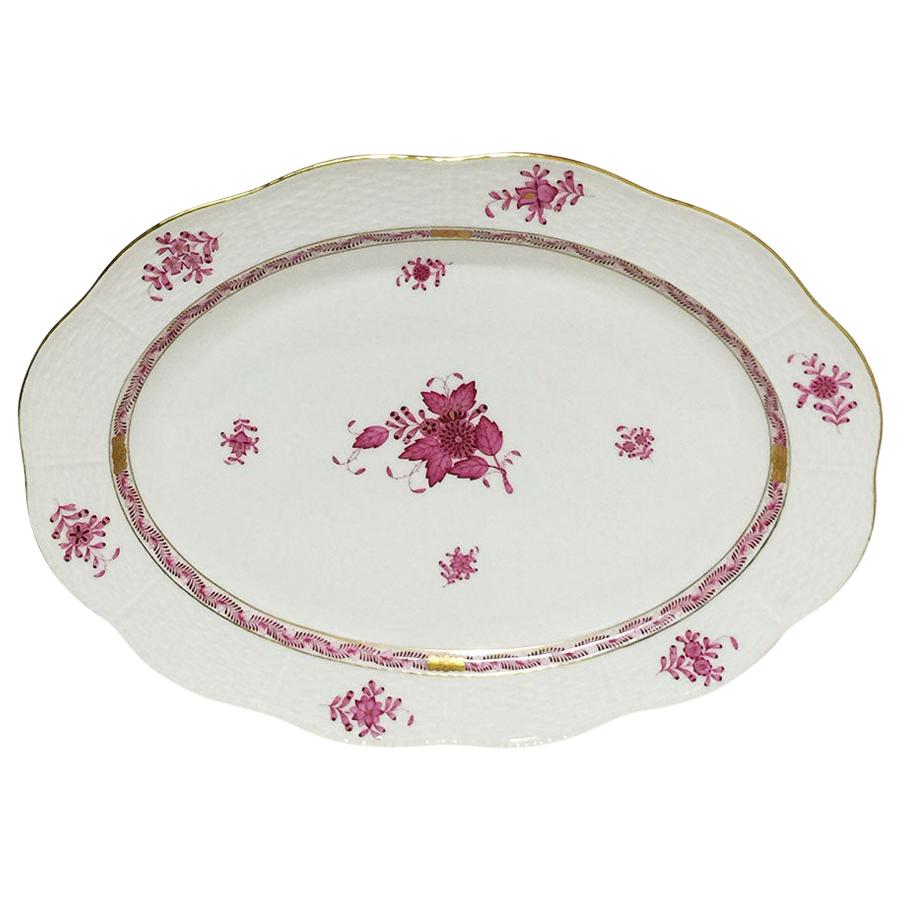 Herend Hungary Porcelain "Chinese Bouquet Raspberry" Oval Dish