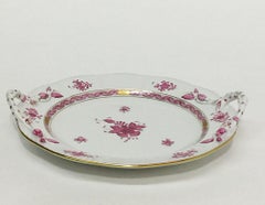 Herend Hungary Porcelain "Chinese Bouquet Raspberry" Round Dish/Chop/Cake Plate