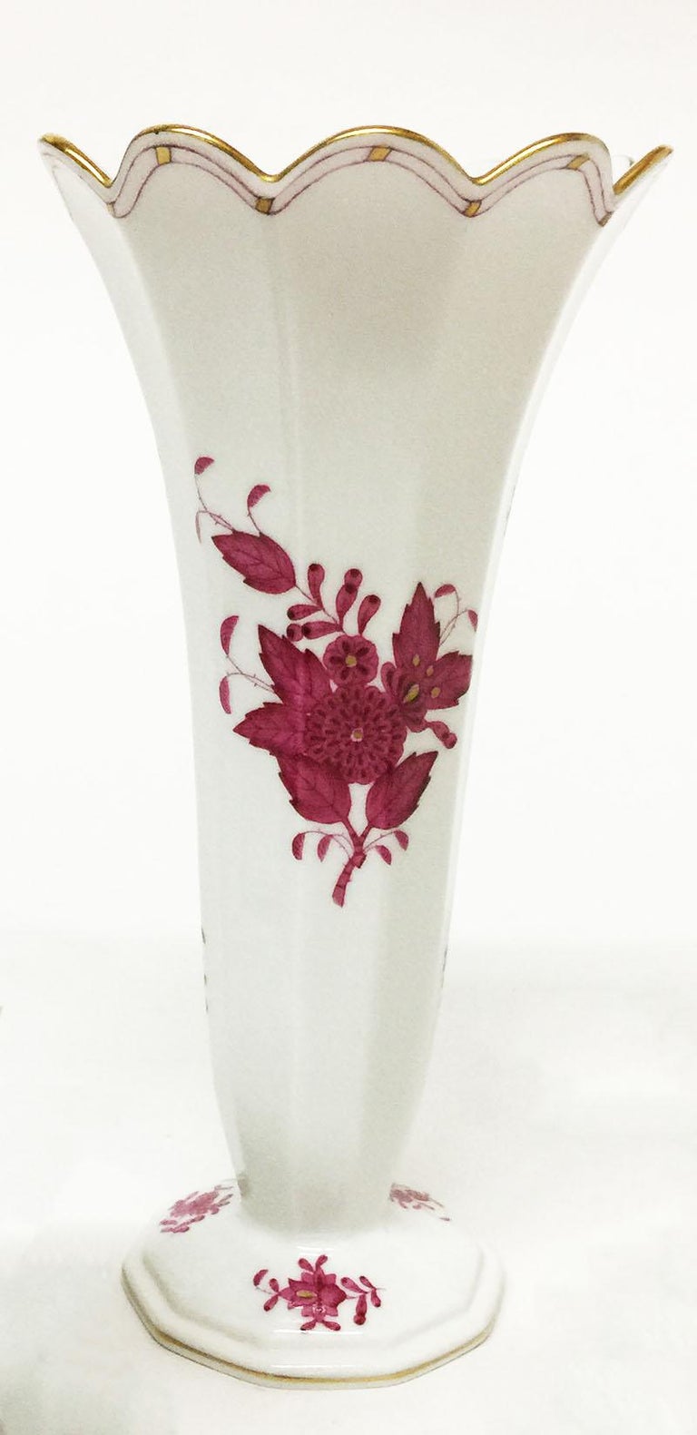 Herend Hungary Porcelain "Chinese Bouquet Raspberry" Small Vases at 1stDibs