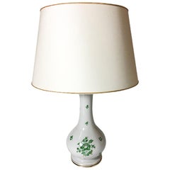 Vintage Herend Hungary Porcelain "Fortuna Green pattern" Table Lamp