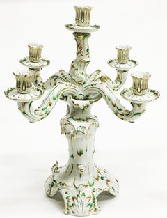 Herend Hongrie grand candélabre de style baroque vert et or