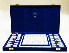 Herend Hungary Porcelain Limited Edition Chess Set 2006 with Board in Blue Case