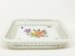 Herend Hungary Porcelain "Printemps" Square Openwork Basket