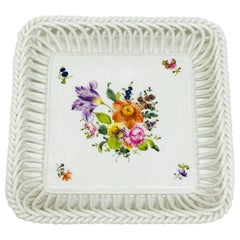 Herend Hongrie Porcelaine "Printemps" Panier carré ajouré