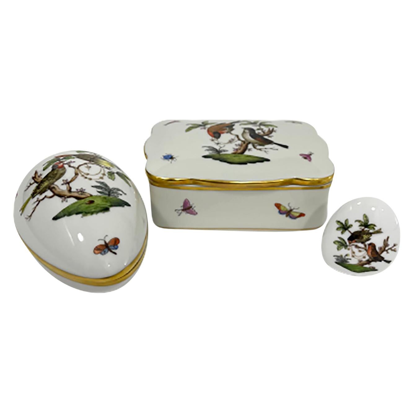 Herend Hungary Porcelain "Rothschild" Boxes For Sale