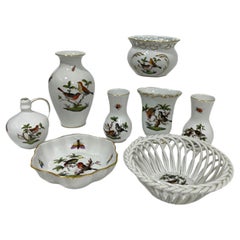 Herend Hungary Porcelain "Rothschild" Set of 8 Small Objects