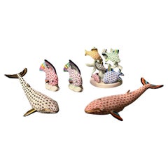 Vintage Herend Hungary Porcelain Sea Animal Figurine Set