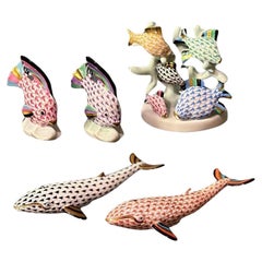 Vintage Herend Hungary Porcelain Sea Animal Figurine Set