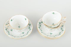 Herend, Hungary. Porcelain set of 3 demitasse cups with saucers, mid-20th C.