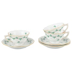 Herend, Hungary. Porcelain set of 3 demitasse cups with saucers, mid-20th C.