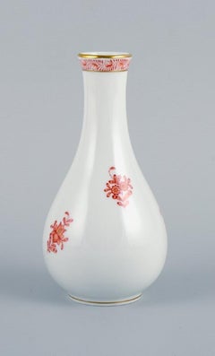 Herend, Hungary, Porcelain Vase, Hand Painted with Orange Flowers