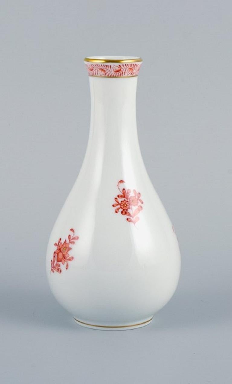 Herend, Hungary, Porcelain Vase, Hand Painted with Orange Flowers For