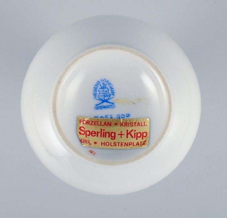 Herend, Hungary, Porcelain Vase, Hand Painted with Orange Flowers For