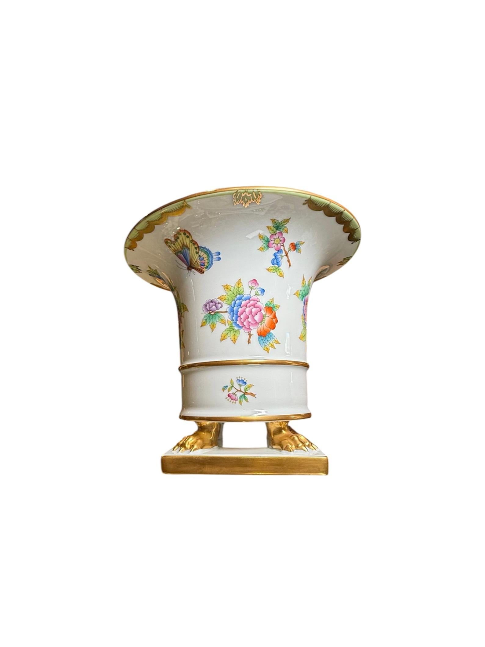 Hand-Painted Herend Hungary Queen Victoria Pattern Porcelain Vase For Sale
