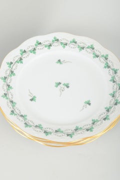 Herend, Hungary. Six porcelain plates with green leaf decoration. Mid-20th C.