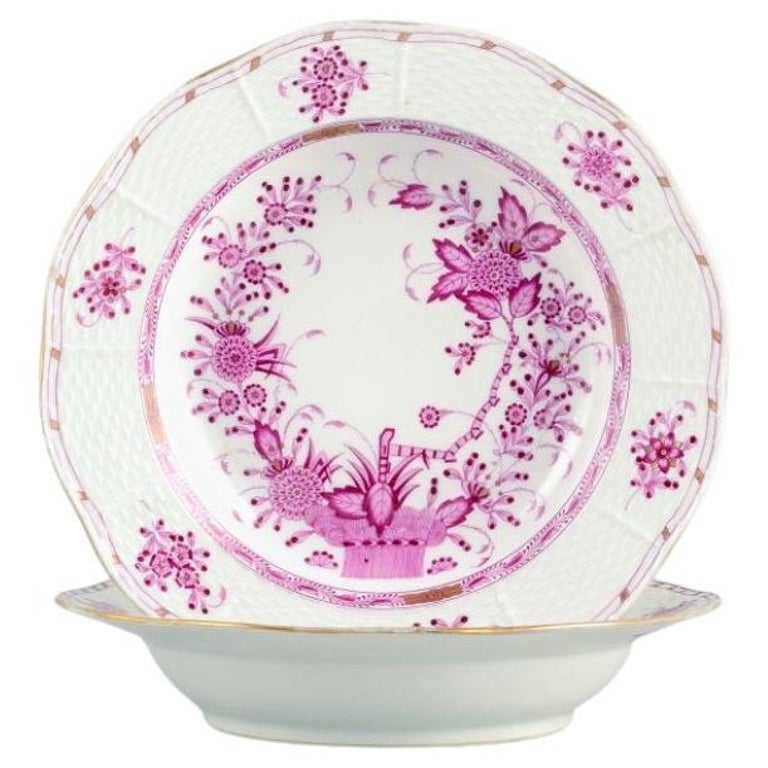 Herend, Indian Basket Raspberry, Hungary, a Set of Two Large Deep