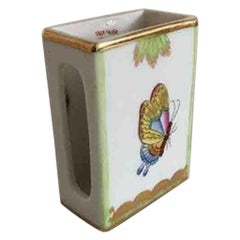 Herend Matchstick Holder in Porcelain with Butterfly Motif
