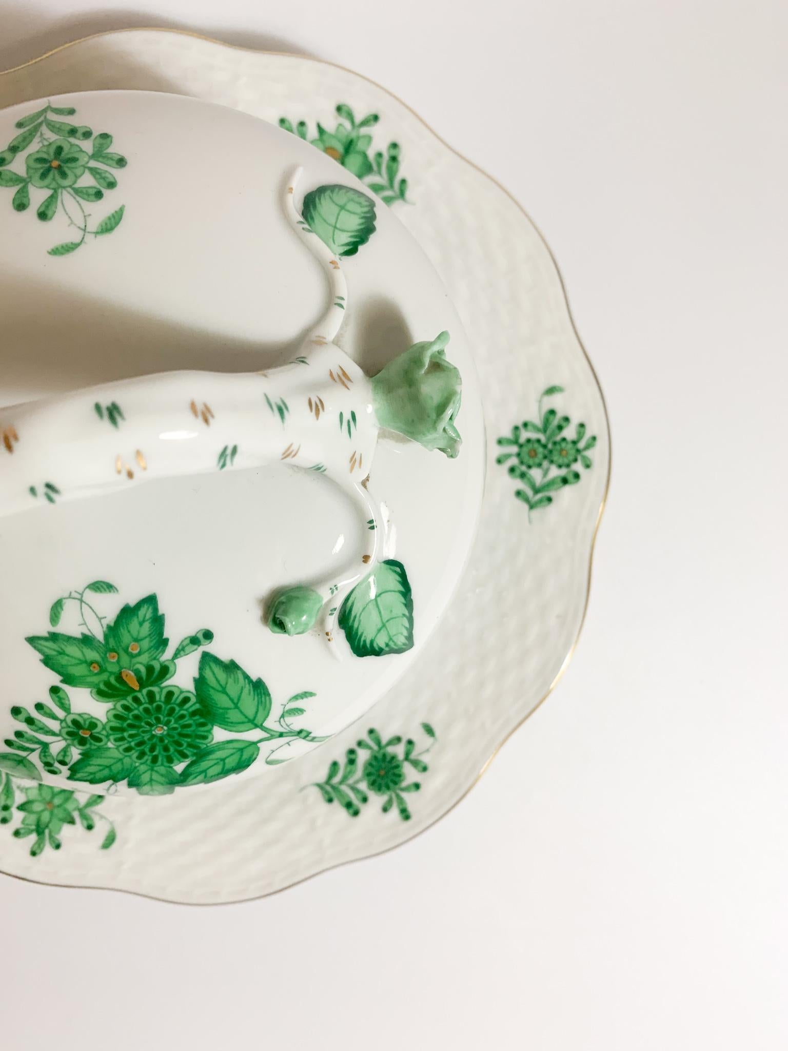 Herend Porcelain Butter Dish with Ivy Pattern from the 1950s 3