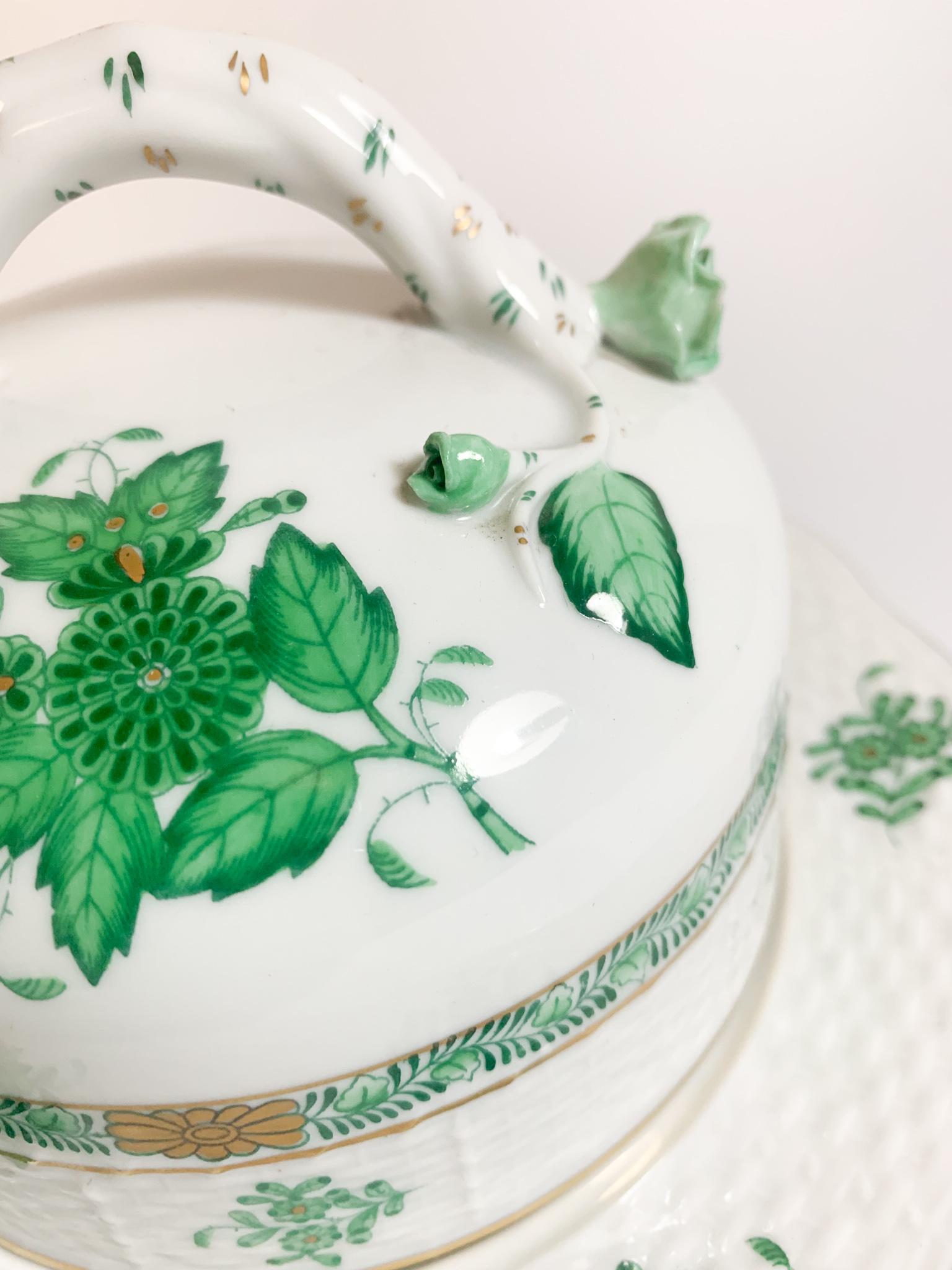 Herend Porcelain Butter Dish with Ivy Pattern from the 1950s 1