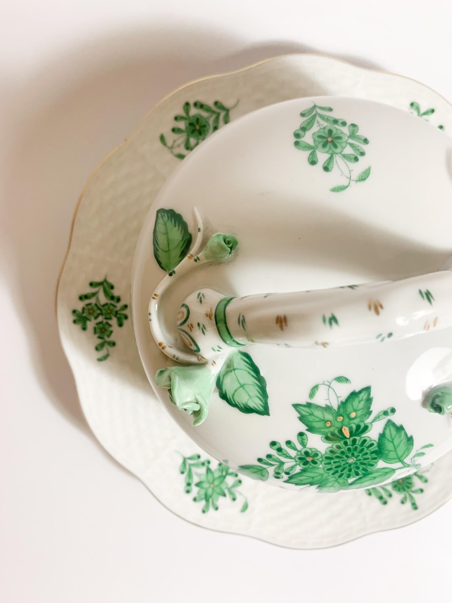 Herend Porcelain Butter Dish with Ivy Pattern from the 1950s 2
