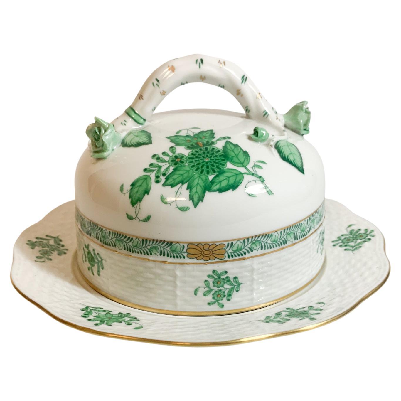 Herend Porcelain Butter Dish with Ivy Pattern from the 1950s