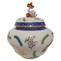 Herend "Poisson" Hand Painted Polychrome Porcelain Potiche, Hungary, Modern