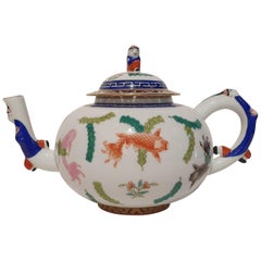 Herend "Poisson" Hand Painted Polychrome Porcelain Teapot, Hungary, Modern
