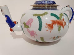 Herend "Poisson" Hand Painted Polychrome Porcelain Teapot, Hungary, Modern