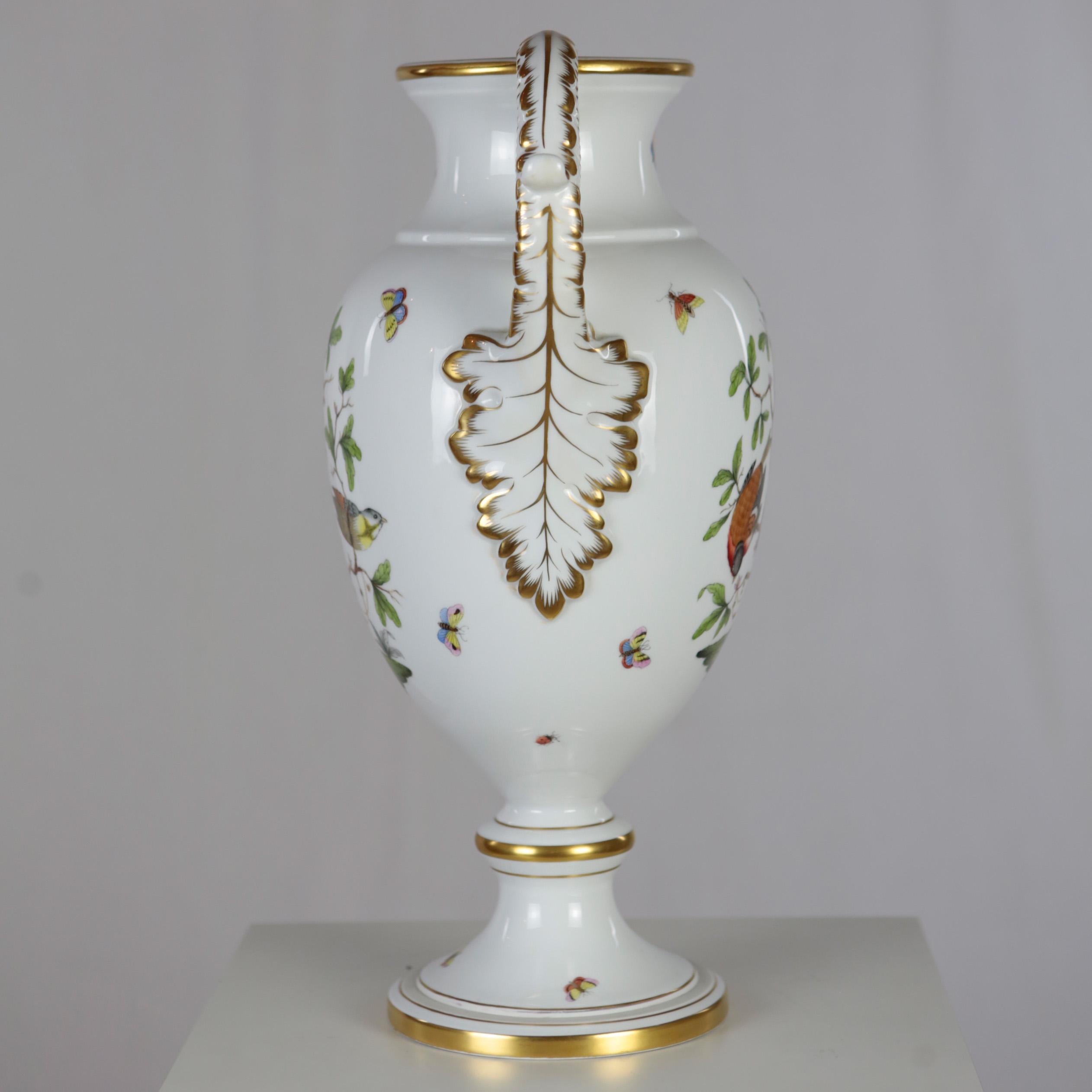 Hand-Painted Herend Porcelain Amphora Vase, Rothschild Decor, Hand Painted, Gilded, Hungary For Sale