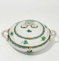 Herend Porcelain "Chinese Bouquet Apponyi Green" Tureen with Handles