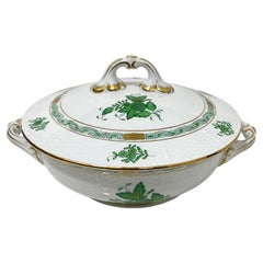 Vintage Herend Porcelain "Chinese Bouquet Apponyi Green" Tureen with Handles