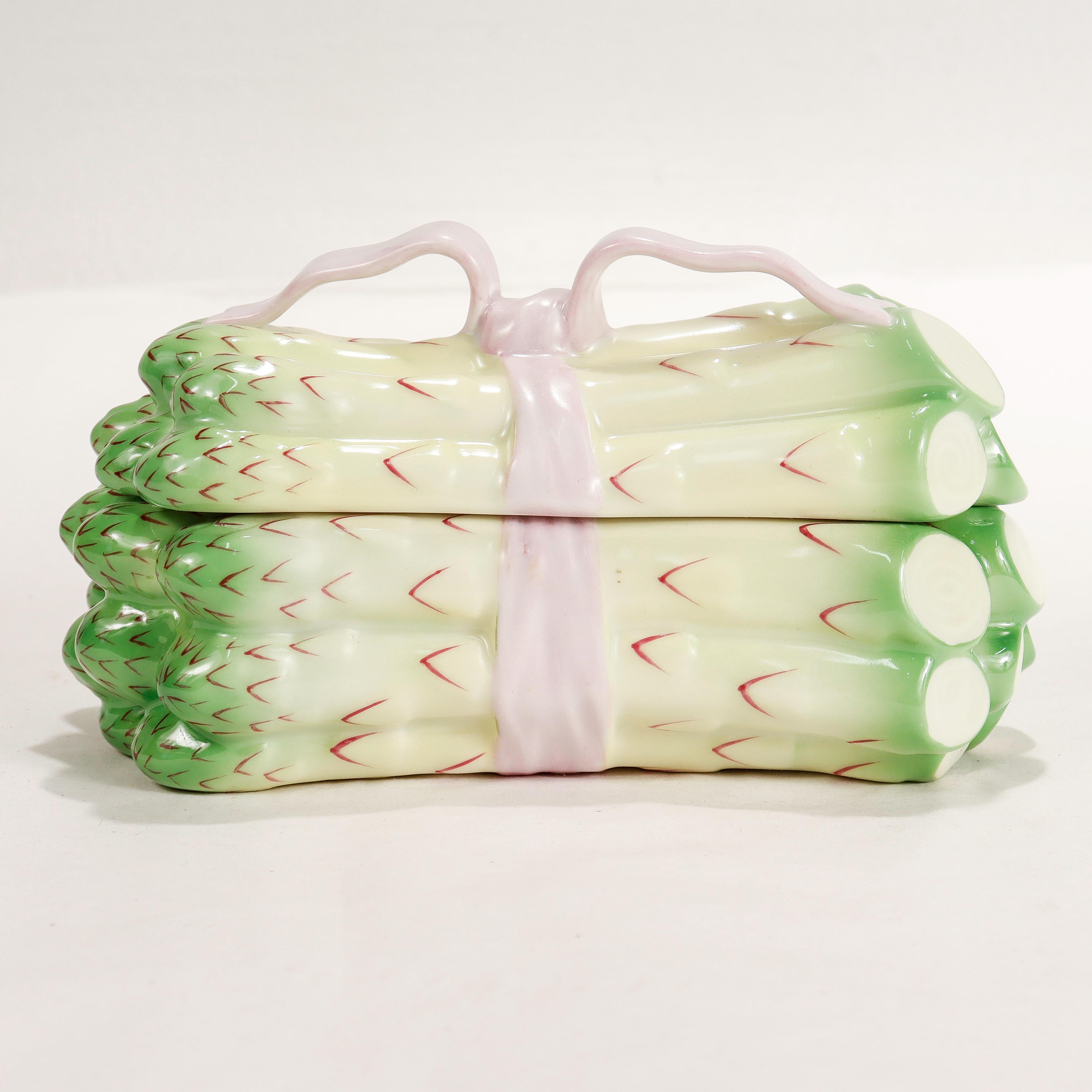 Herend Porcelain Figural Asparagus Covered Box Model No. 6070/C  For Sale 1