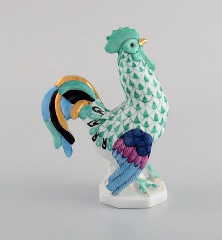 Herend Porcelain Figure, Colorful Rooster, 1980s In Excellent Condition In Copenhagen, DK