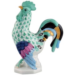 Herend Porcelain Figure, Colorful Rooster, 1980s
