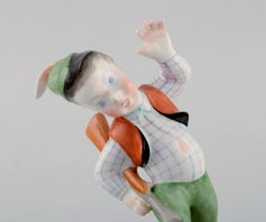 Herend Porcelain Figure, Hunter Boy and Hare, Mid-20th Century