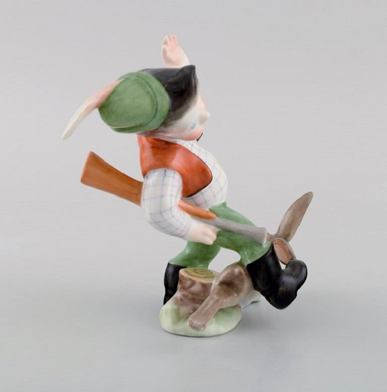 Herend Porcelain Figure, Hunter Boy and Hare, Mid-20th Century In Excellent Condition In Copenhagen, DK