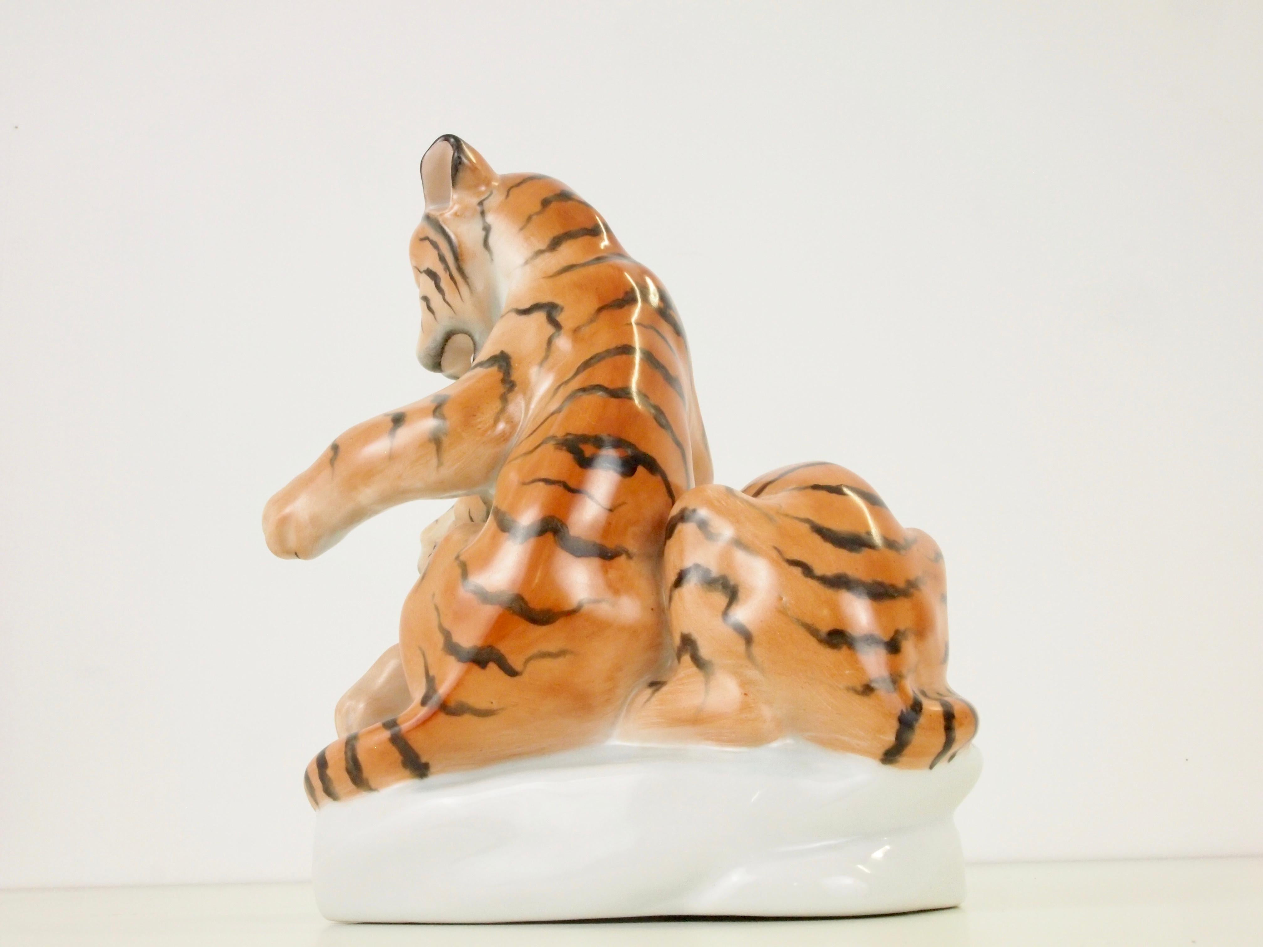 Herend Porcelain Figurine Depicting 2 Tiger Cubs For Sale 1