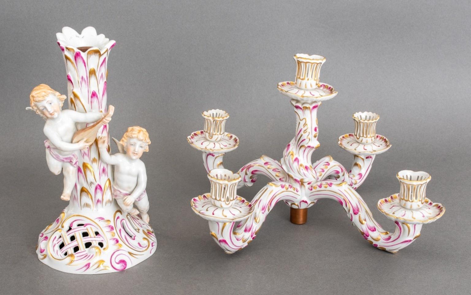 Pair of Herend Porcelain Five Light Candelabra, C. 1950s 6