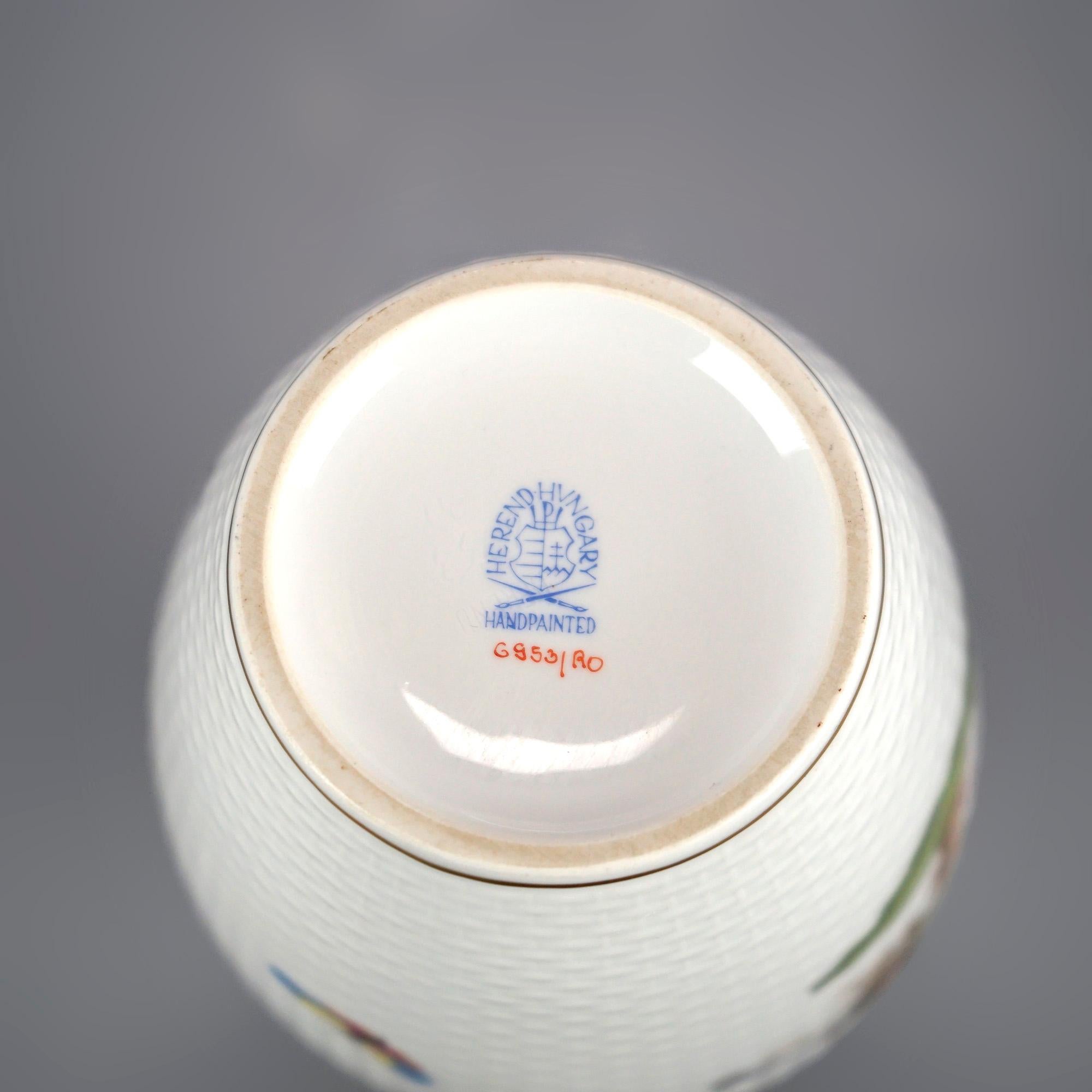 Herend Porcelain Floral, Butterfly & Bird Decorated Vase 20th C 2