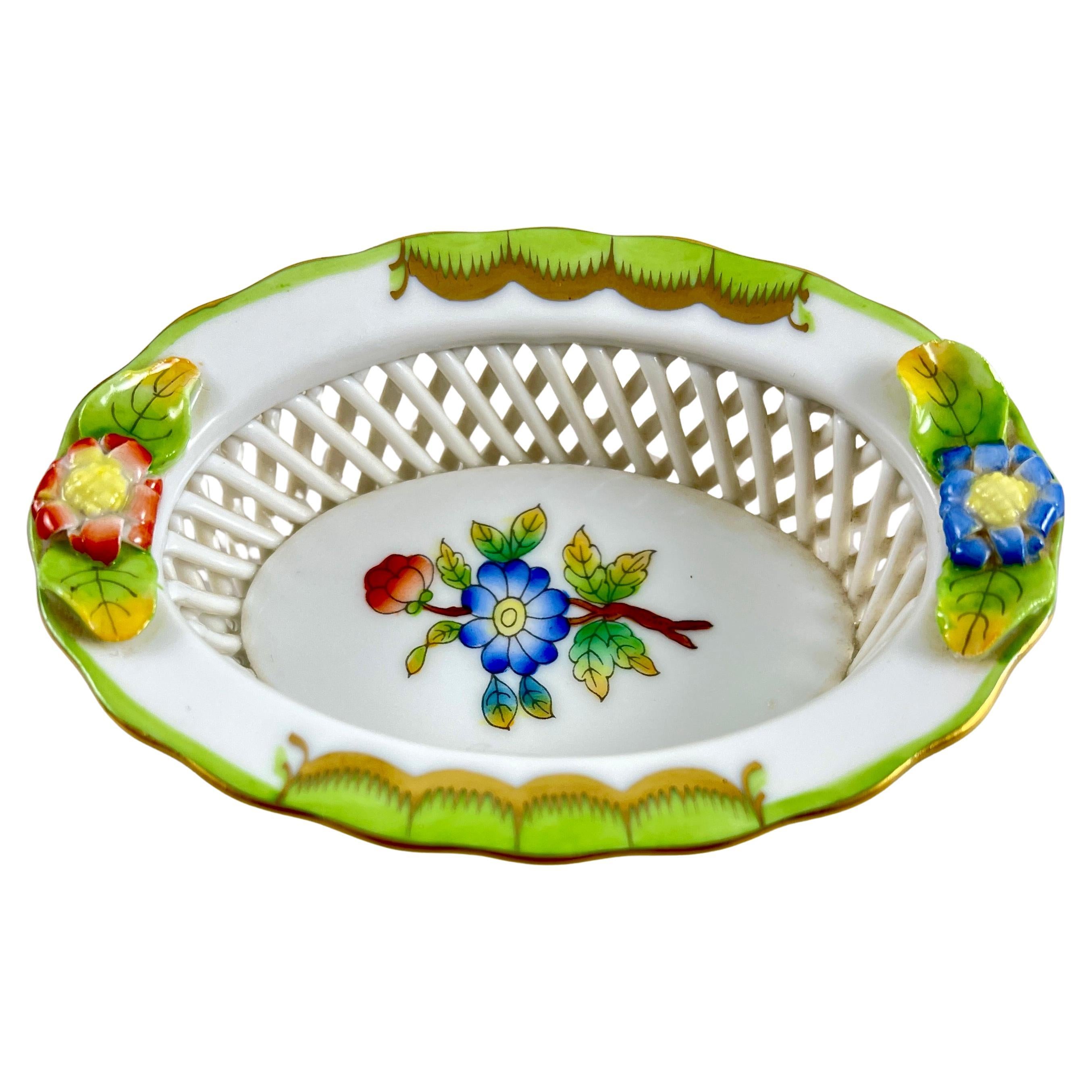 Herend Porcelana Pintada a Mano Baratija Floral Vide-Poche