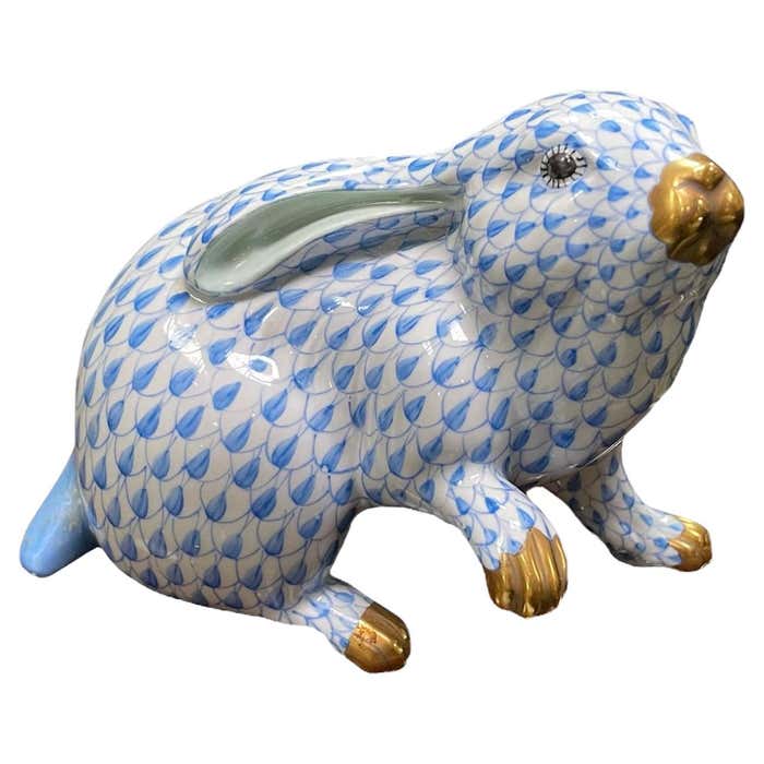Herend Porcelain Hand Painted Rabbit For Sale at 1stDibs