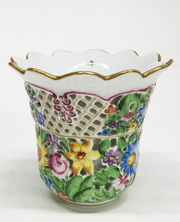 Herend Porcelain, Hungary Double Walled Vase at 1stdibs