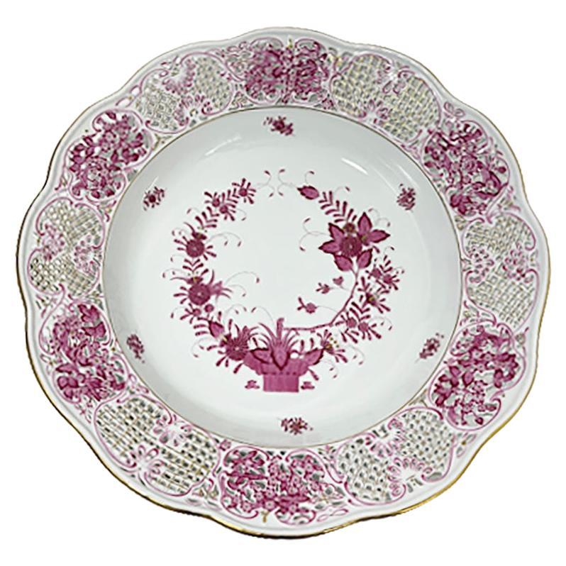 Herend Porcelain "Indian Basket Purple" Extreme Large Wall Plate, "20 Inch" For Sale