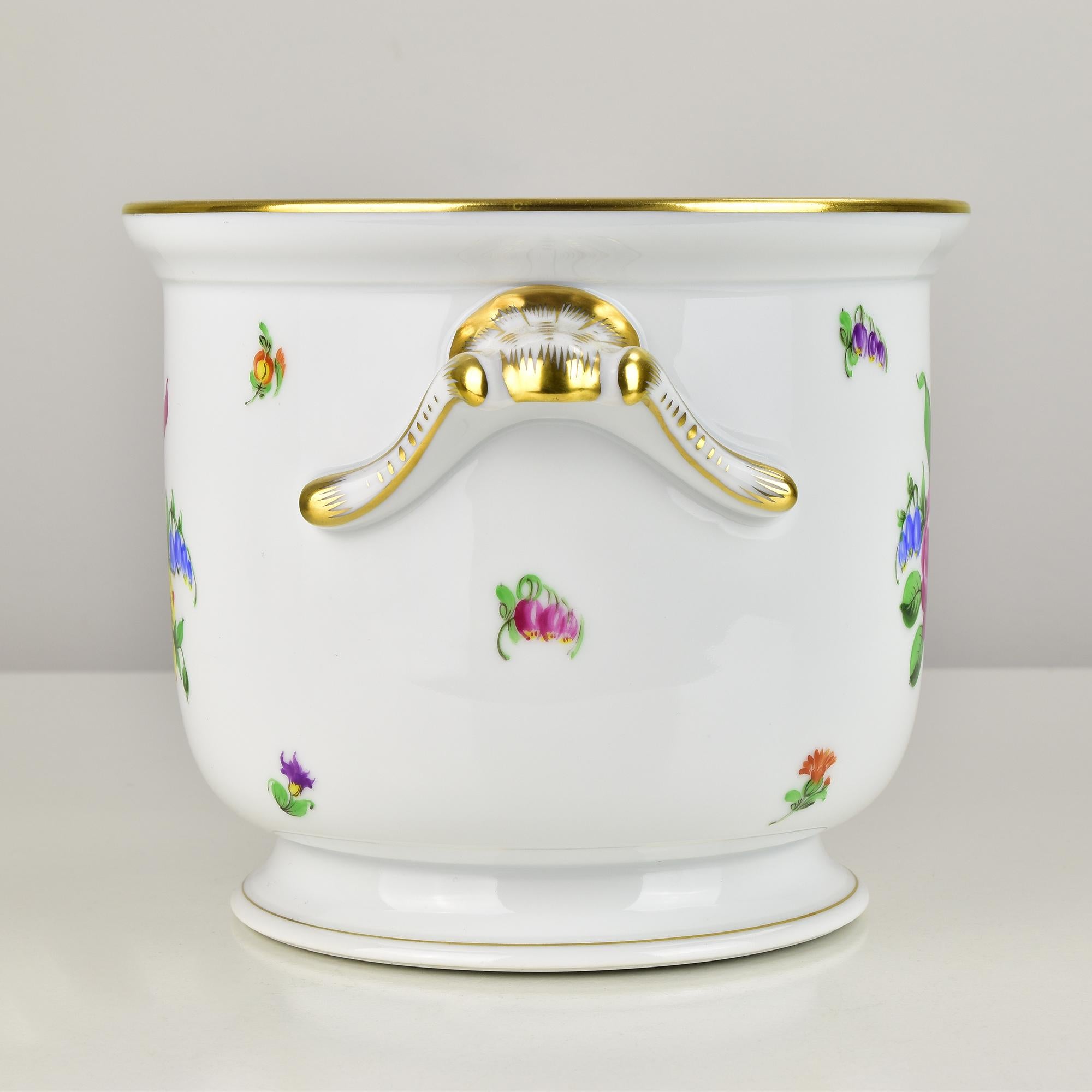 Rococo Revival Herend Porcelain Planter Cachepot Flower Pot Jardiniere For Sale