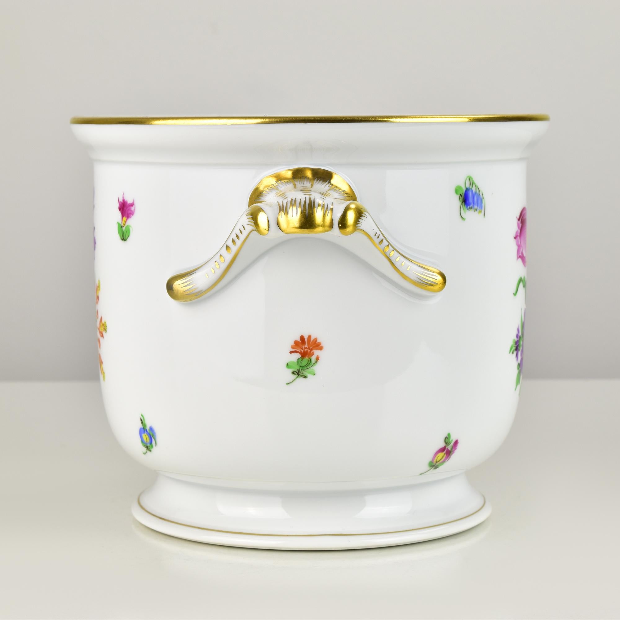Glazed Herend Porcelain Planter Cachepot Flower Pot Jardiniere For Sale